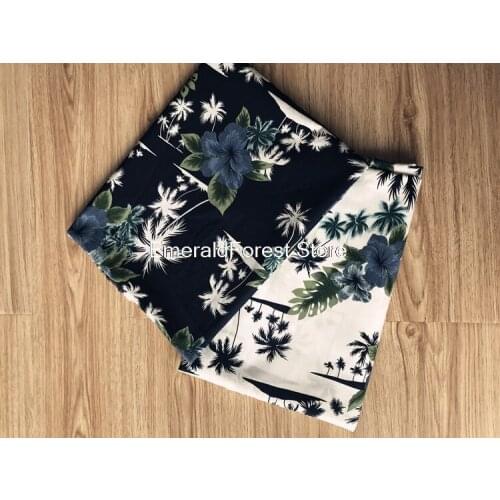 Vintage handmade DIY cloth fabric Two-colored coconut flower Printed cotton fabric One meter price