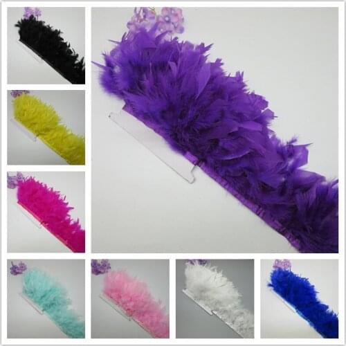 YY-tesco 60 Yards Turkey Feather Pruning Cloth Sideband Diy Festive Stage Performance Craft Feathers Trim Feather Trim Fringe
