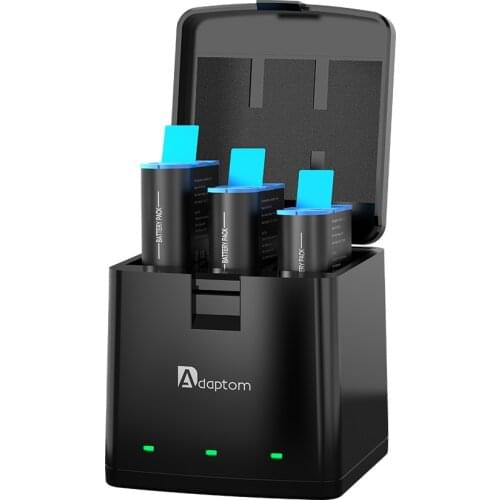 Adaptom Battery Charger 3 Way 1750mAh Smart Charging Case Go Pro Rechargeable Battery Storage Box Batteria For Gopro Hero9 Black