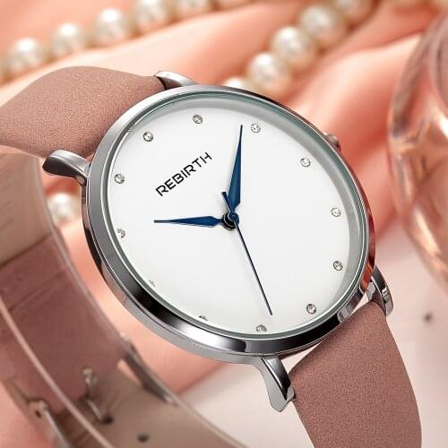 2018 REBIRTH Silver Brand Leather Watch Luxury Classic Wrist Watch Fashion Casual Quartz Wristwatch High Quality Women Watches