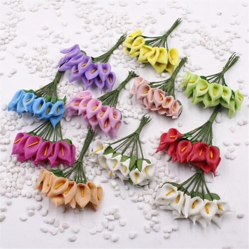 12Bouquets Mini Foam Calla Handmade Artificial Flower Party Decor Gift Box Craft