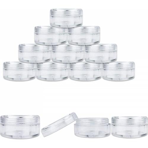 200pcs 5g Clear Jar Makeup Sample Jars, 5ml Empty Small Cosmetic Containers Plastic Round Pot Tiny 5 Gram Bottle F0003