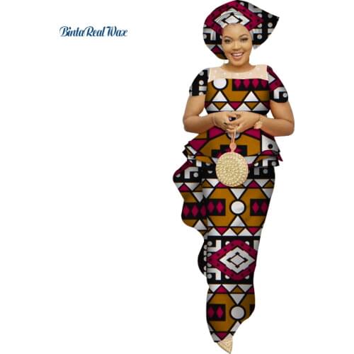 African Clothing Bazin Riche Dresses Pearls Yarn Draped Long Evening Dresses Dashiki African Print Dresses for Women WY3658