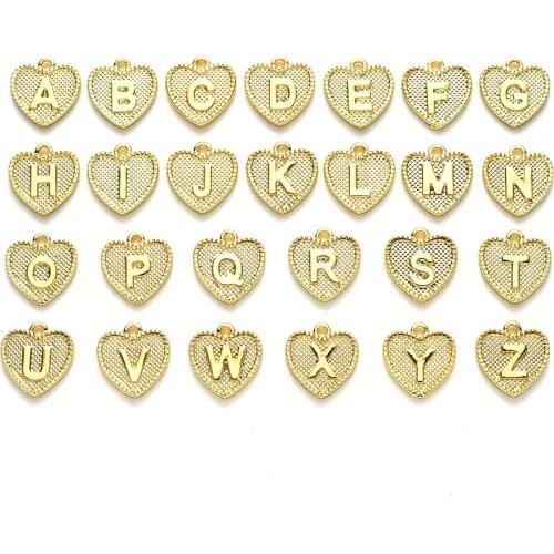 DIY Ornament Accessories Real Gold Electroplating Love Small Pendant Alloy Pendant Parts 26 English Letters Listing