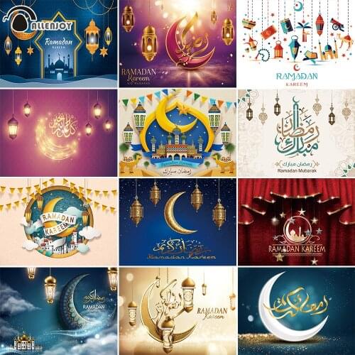 Allenjoy Lantern Ramadan Kareem Photography Background Gold Moon Hanging Islamic Party Backdrop Eid Mubarak Photocall Wallpaper