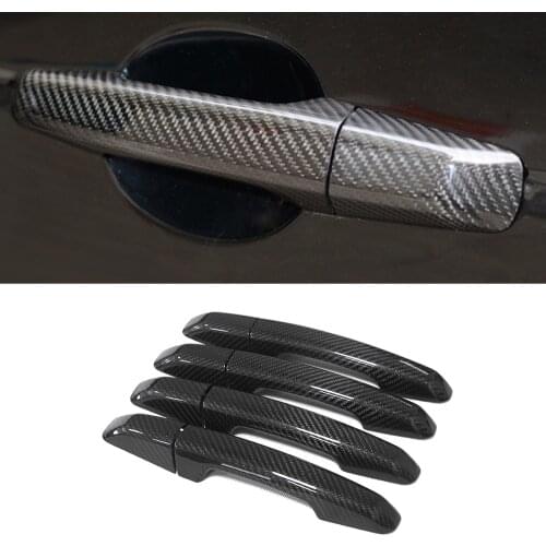 Car Accessories Carbon Fiber Door Handle Trim Frame Sticker Cover Protector Exterior Decoration for Jaguar XE XF X260 F-PACE