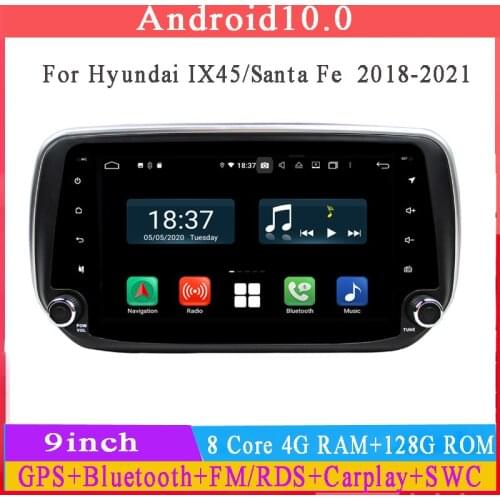Octa core android10 car radio for hyundai IX45 Santa Fe 2018 2019 gps navigaiton car multimedia player audio stereo headunit
