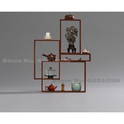 Chinese Style Bamboo Tea Set Storage Rack Round Antique Combination Shelf Creative Tea Cup Storage Display Shelf