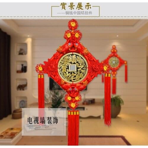 Large- HOME Lobby hall WALL festival Decorations gift efficacious exorcise evil spirit Lucky Hand knitted FENG SHUI Chinese knot