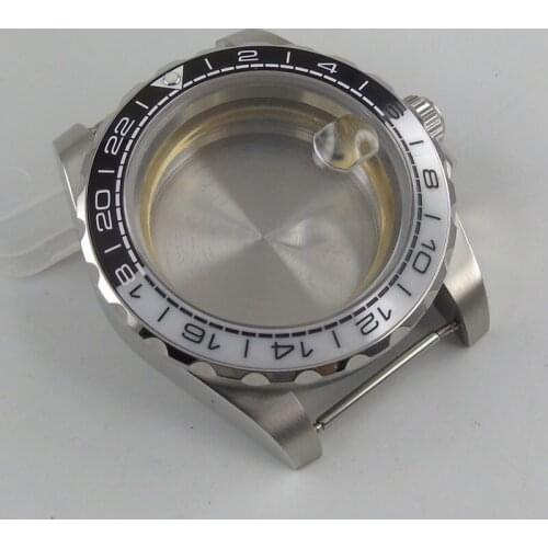 40mm Black White Ceramic Bezel Watch Case Sapphire Glass Fit For ETA2836 Miyota 8215 821A 8205 Movement