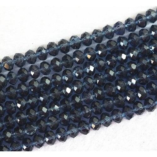 Ink Blue Crystal Glass 3x4mm 4x6mm 5x8mm 8x10mm Rondelle Faceted Loose Beads 15"B719