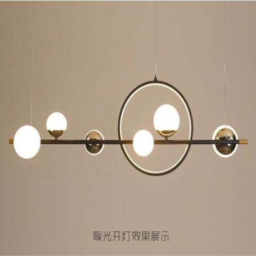 Black LED Chandelier Acrylic Ball Modern Long Pendant Lamp For Dining Room Bar Restaurant Coffee Shop Office Hanging Light