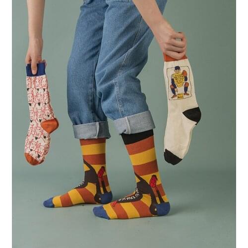 Couples Outdoor Skateboard Sox Autumn/Winter Creative Abstract Art Harajuku Hip Hop Streets Tide Sock Colorful Happy Funny Socks