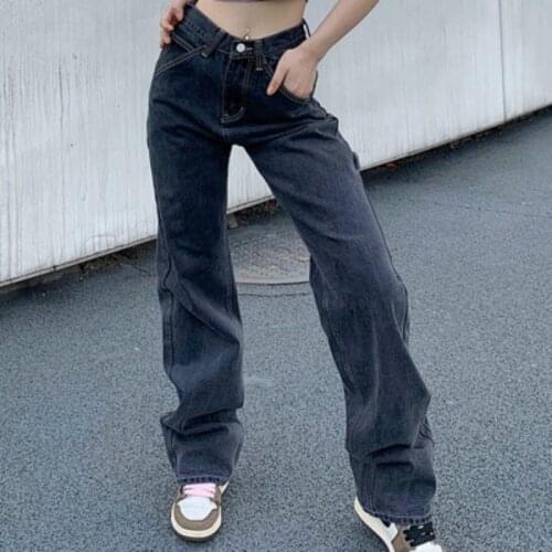 High Waist Pants Jeans for Women Loose Wide Leg Jean Streetwear Woman Denim Pants Casual Straight Pants Distressed Solid 5XL