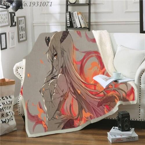 Anime Miss Kobayashis Dragon Maid 3D Printed Fleece Blanket for Beds Thick Quilt Bedspread Sherpa Throw Blanket Adults Kids 08