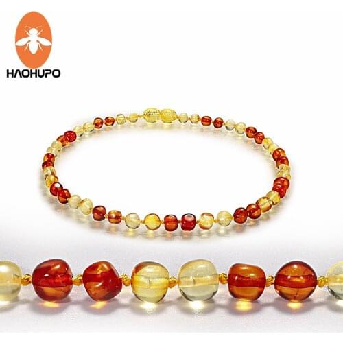 HAOHUPO Amber Teething Necklaces for Women Popular Natural Amber Jewelry Luxury Explosion Models Cognac Gold Designs Bracelet