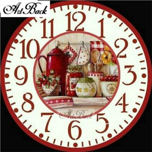 ArtBack 5d diamond painting clock landscape pattern full square / round drill resin crystal mosaic sticker decoration
