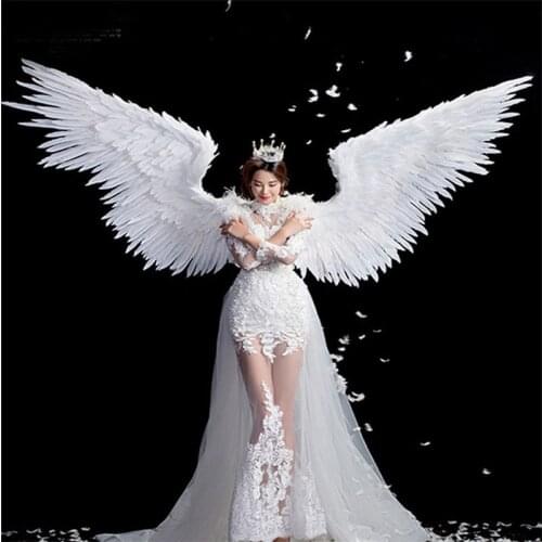 Cosplay Pure White angel feather wing adult model runway underwear show shooting props festival party wings Christmas wedding