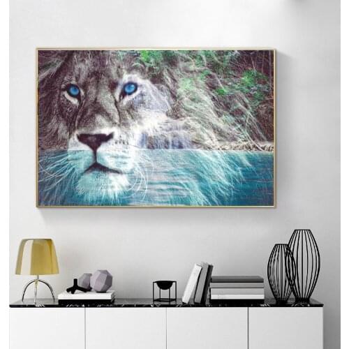 A Close-up of the Face of An East African Lion Animal Art Posters And Prints Wall Pictures For Living Room Cuadros Decoration
