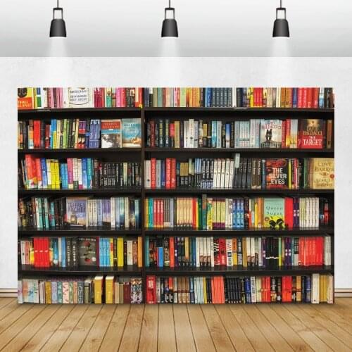 Laeacco Different Books Magazine Wooden Shelf For Books Library Party Decor Photography Background Photocall Photo Backdrops