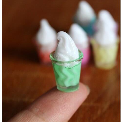 1/12 Scale Miniature Dollhouse Sundae Ice Cream Cup Pretend Play Mini Foods for Barbies OB11 Doll Kitchen Accessories Toy