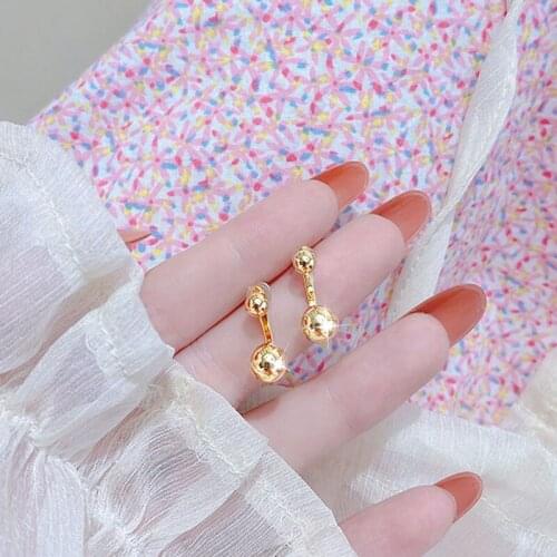 18k Real Gold Metal Earrings Minimalist Buckle Charm Earring Daily For Women Temperament Exquisite Pendant Jewelry Accessories