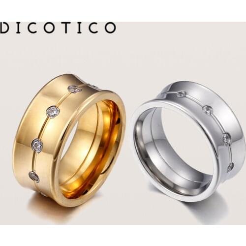 Dicotico Bohemia Style Bague Femme Rings For Women Gold/color Stainless Steel Zircon Anillos Mujer Jewelry Wedding Rings