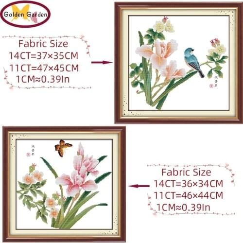 GG Elegant Seasons Flower Counted Cross Stitch Embroidery Needlework Pattern 11CT14CT DIY Kits Cross Stitch Kits For Home Decor