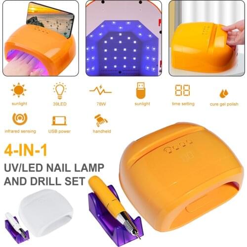 Nail Uv/led Lamp Kit Three Time Setting Nail Dryer Drill Machine Kit Fast Drying Infrared Sense Phototherapy Lamp Nail Drill Set