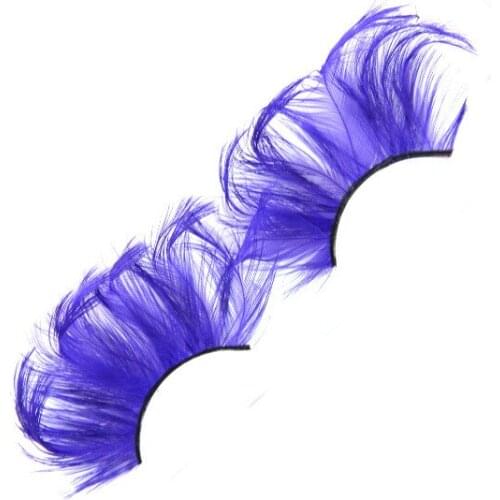YOKPN Feather False Eyelashes Fashion Purple Handmade Eyelashes Makeup Party Stage Long Exaggerated Fake Eyelash Art Eye lashes
