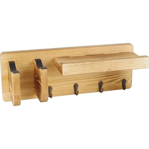 Guitar Wall Hanger Guitar Holder Wall Mount Bracket Hanger Guitar Wood Hanging with Pick Holder and 4 Hooks