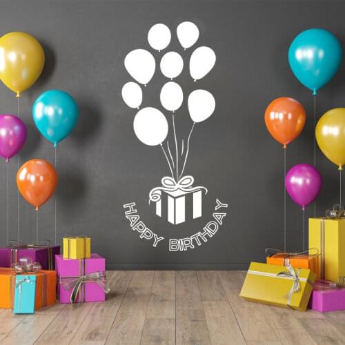 Happy Birthday Party Wall Sticker Balloons Little Man Cave Gift Wall Decal Vinyl Home Decor Kids Room Remoavble Murals 4655