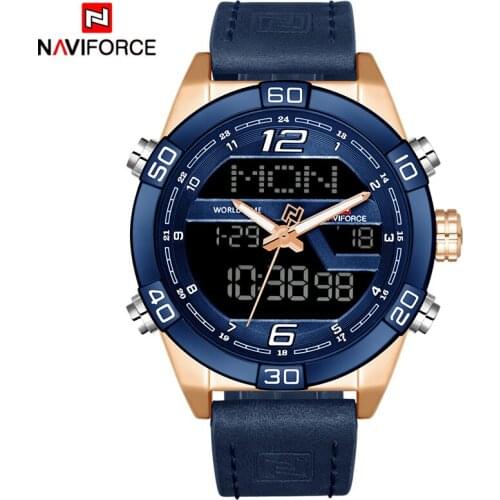 NAVIFORCE Fashion LED Digital Watch Men Full Steel Gold Mens Sports Military Army Watches Quartz Wristwatch Relogio Masculi