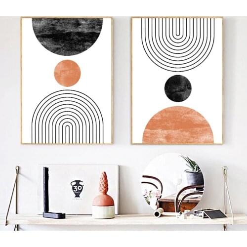 Neutral Abstract Geometric Posters and Prints Mid Century Modern Wall Art Canvas Painting Gallery Wall Picture Living Room Decor