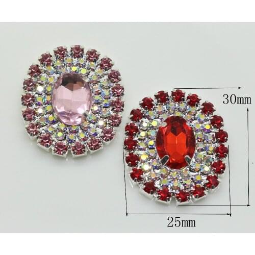 New 5pc Glass AB rhinestone Button Tee Decorating Wedding invitations Ribbon Bow Metal Hair flower center scrapbooking Oval Keys