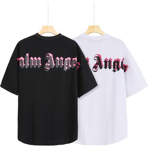 Palm Angels 21SS Letter Logo Loose Casual Unisex Round Neck Short Sleeve T-shirt Men Women Lovers Style T-shirt Boyfriend Gift