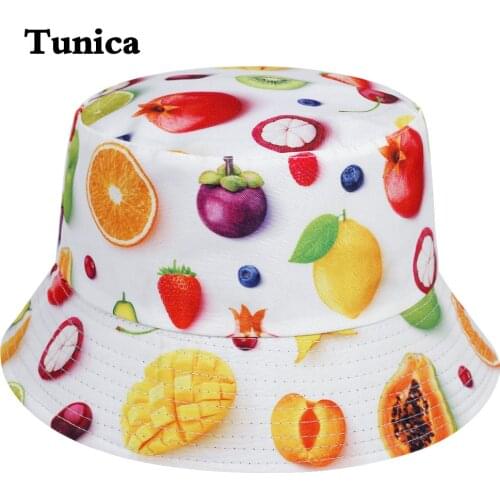 Mixed Tropical Fruits Printed Fisherman Hats Gorras Autumn Summer Cotton Panama Bucket Hat Women Men Harajuku Hip Hop Bucket Cap