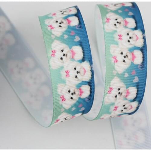 Lovely puppy/Dog printed grosgrain ribbon 9-75mm DIY handmade materials hair accessorie wedding gift wrap tape ribbons