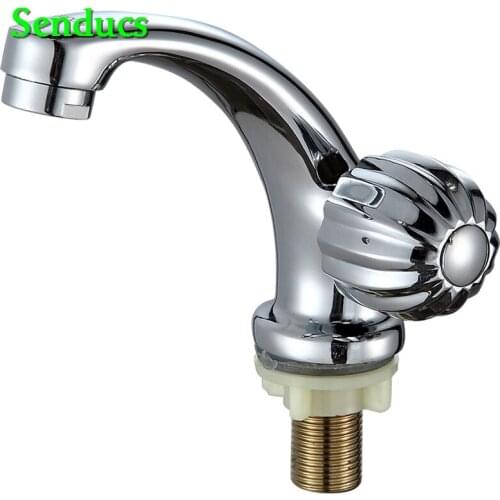 Senducs Single Cold Basin Faucet of Quality Zinc Alloy Bathroom Basin Sink Faucet for Classic Cold Bathroom Water Faucet