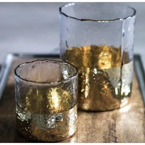 Nordic Retro Gold Foil Glass Candle Holder Candle Cup Candle Light Dinner Props Decoration