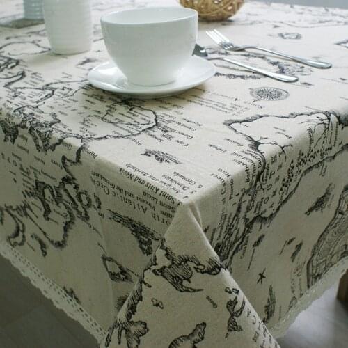 World Map Decorative Table Cloth Linen Lace Tablecloth Rectangular Dining Table Cover Tablecloths Tafelkleed Obrus Mantel Mesa