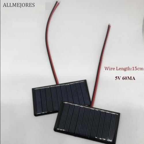 ALLMEJORES Solar panel 5V 30ma Epoxy solar panel 0.3W High quatliy Polycrystalline pv module for diy led light toy 2pcs/Lot