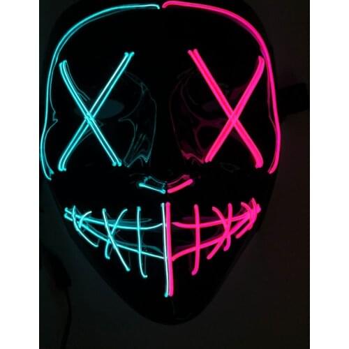 Glowing Horror Face EL Wire Mask Light Up Party Props Scary Mascara Anonymous Face LED Mask For Halloween Party Decoration