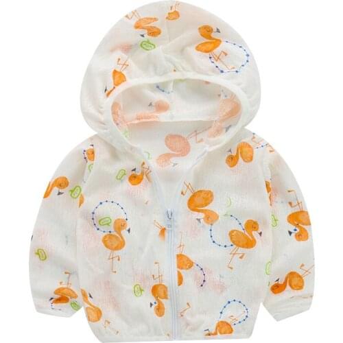Kids Windbreaker cartoon Printing Hooded Jackets Boys Girls Outerwear Infant Child sun protection Zipper Trench Coat clothing
