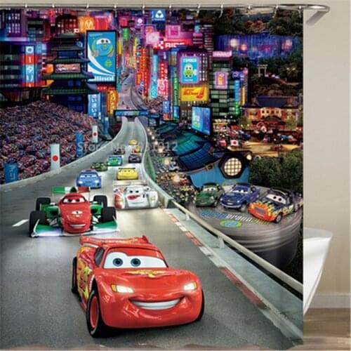 Disney McQueen Car 3DPrinted Shower Curtains Cartoon Mickey Mouse Bathroom Curtain Waterproof Frabic Bathroom Curtain With Hook