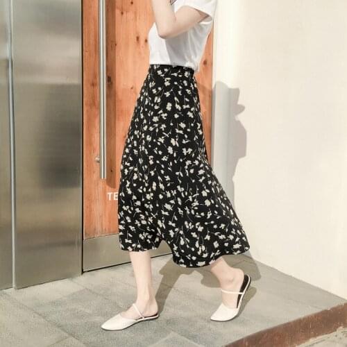 Black Skirt Female Casual Floral High-Waisted Skirt Patchwork Harajuku Long Skirts Korean Fashion Goth Skirt Women Beach Sarong