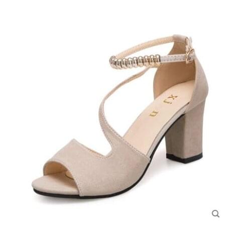 2019New Summer women flat Sandals shoes women Square heel Sandalias Buckle Sandals High Heels Strap Sandals34-42