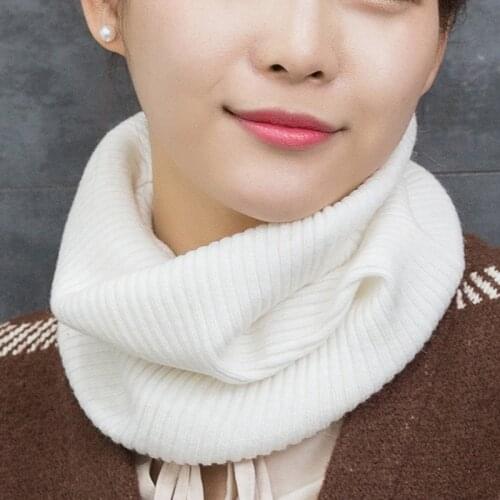 HLICYUM Women Cashmere Knit Ring Scarves 42cm Neck Warmer Solid Color Elastic Comfort False Collar Female Winter One Loop Scarf