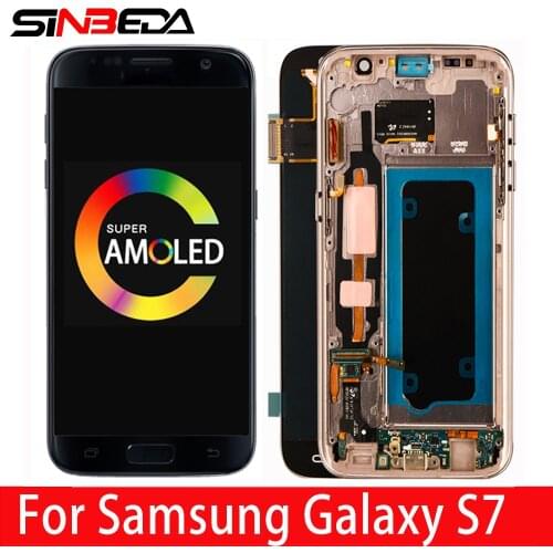 Original AMOLED For SAMSUNG GALAXY S7 LCD Display Touch Screen Digitizer Assembly With Frame For SAMSUNG S7 G930 G930F LCD