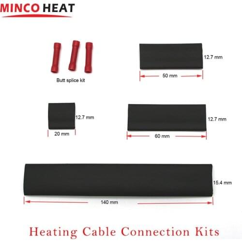 1 Heating Cable Connection Kits Glue Heat Shrinkable Sleeves Butt Connector Self Regulating